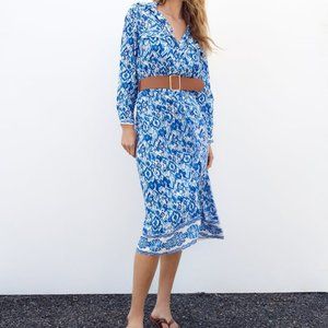 Zara Shirtdress ECRU / BLUE |  Sz M